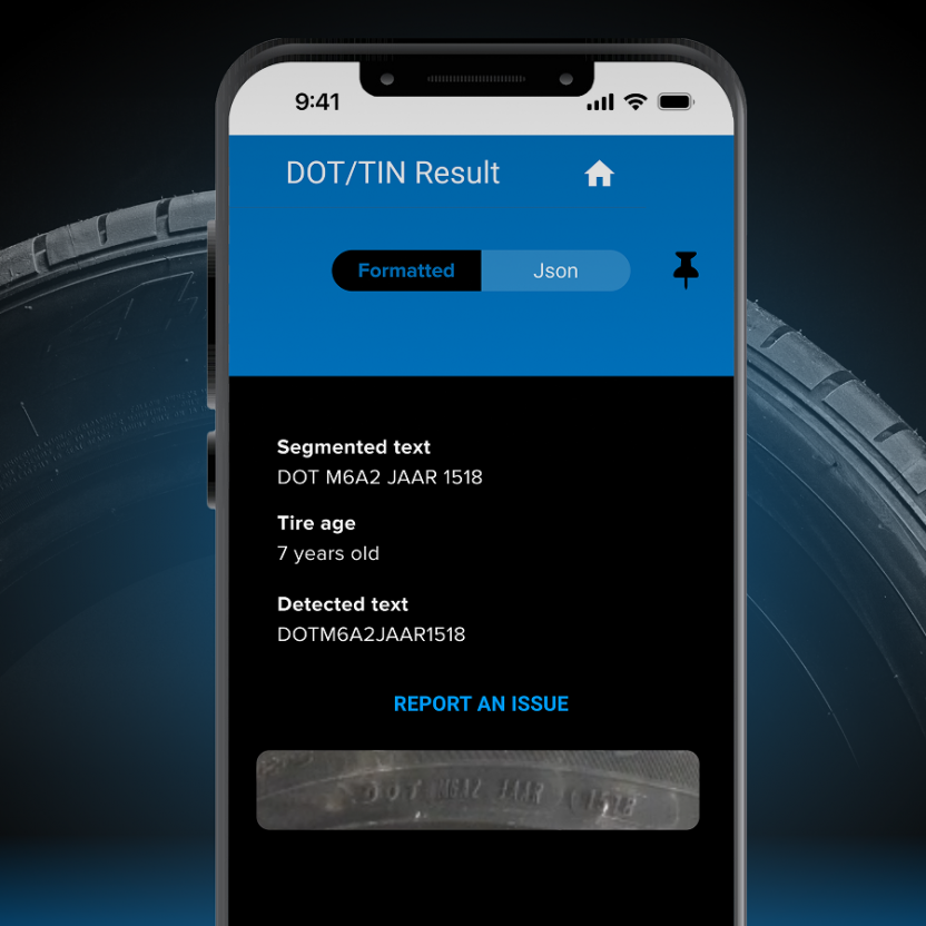 phone with tire and dot captured