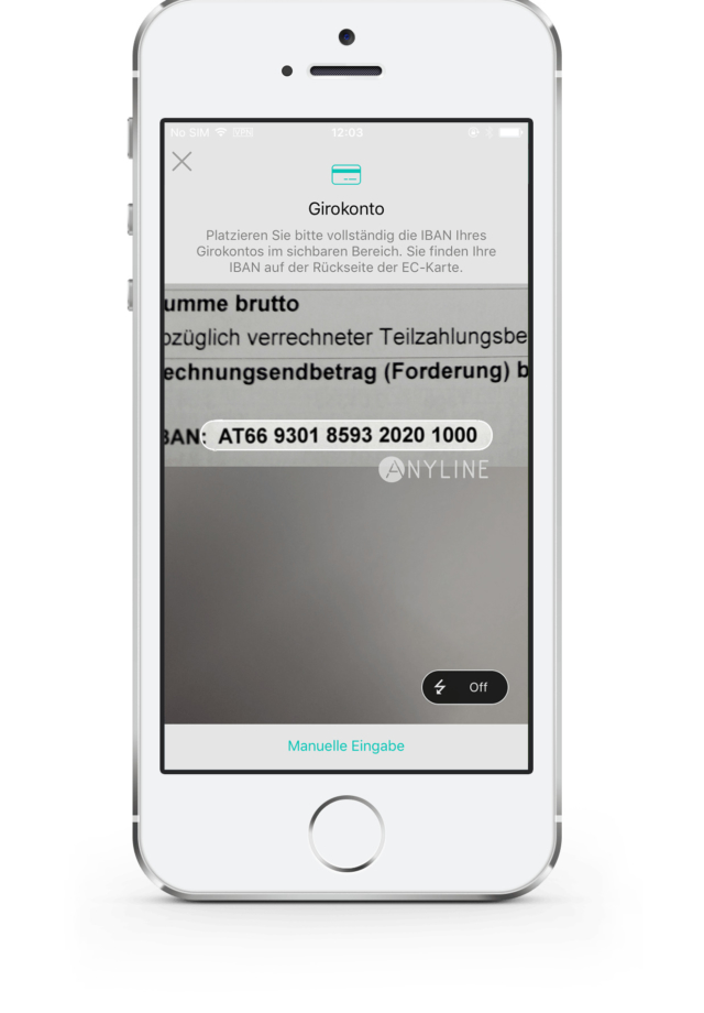 Scalable Capital App with integrated Anyline Solution for Mobile IBAN Scanning