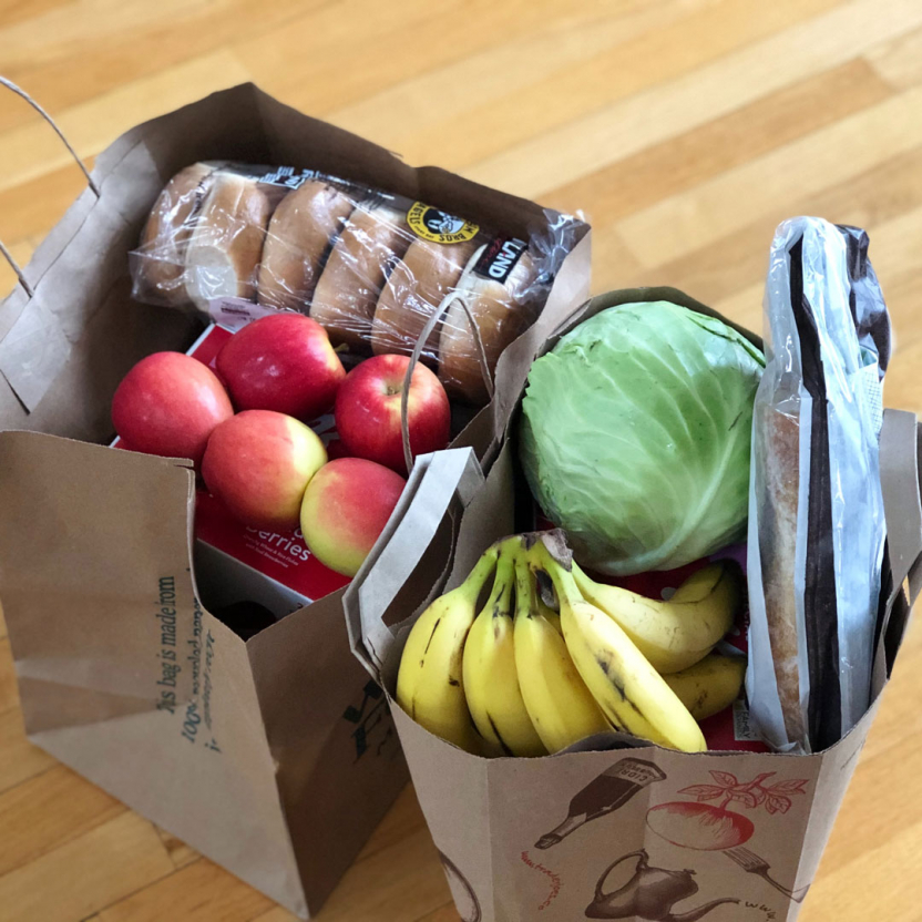 groceries delivered in paper bags