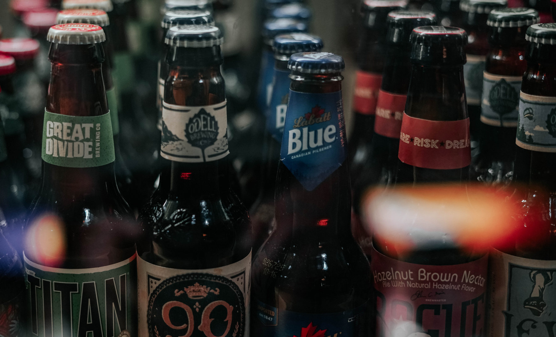 bottles of beer on a shelf