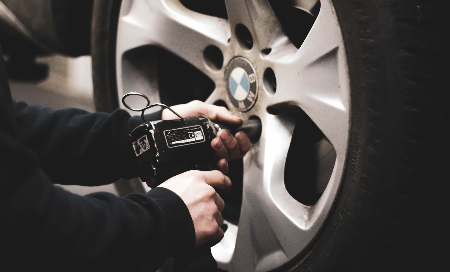 Mechanic changing a car tire