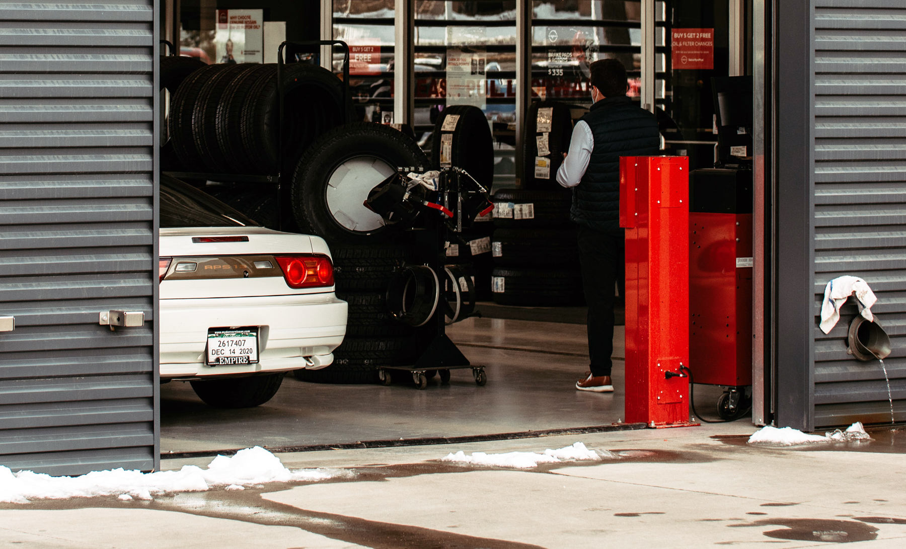 technician in a tire repair shop