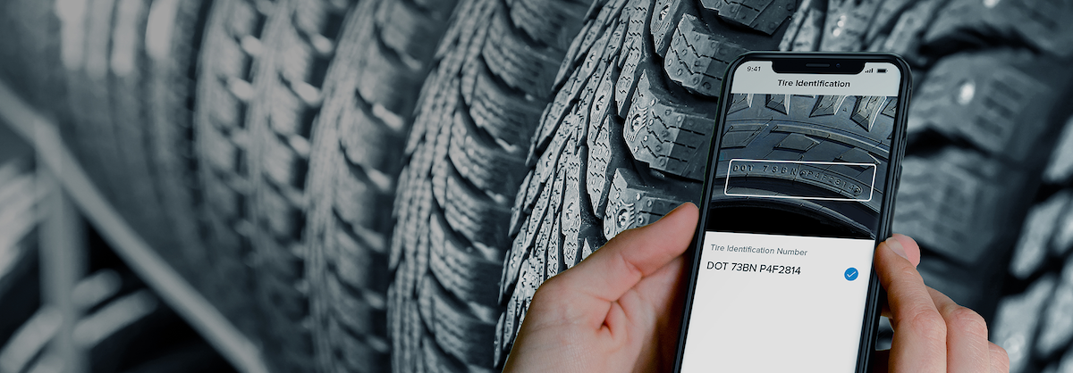 smartphone scanning a tire number