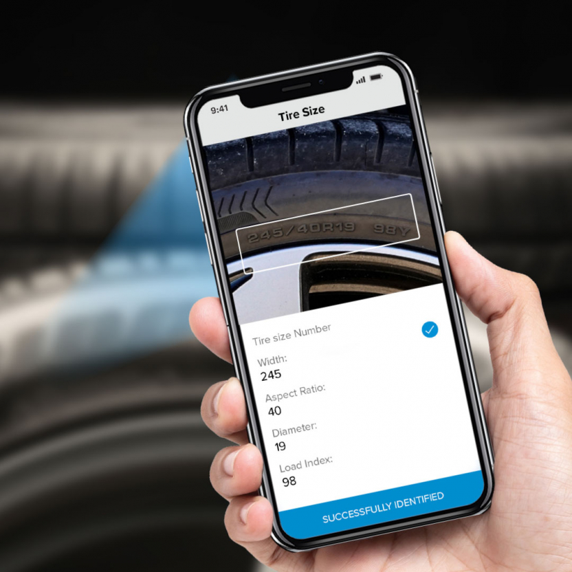 tire size scanner in a smartphone