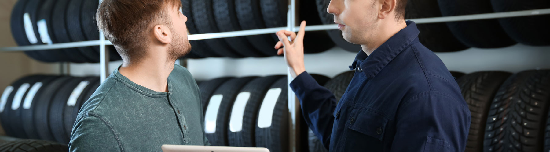 tire retailer with a customer