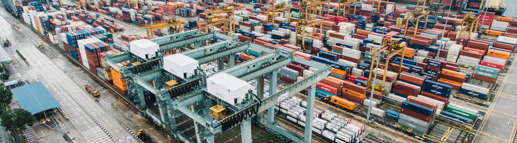 logstic hub at a port full of containers