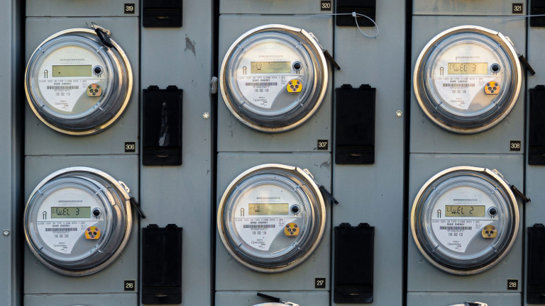 Analog meters on a wall