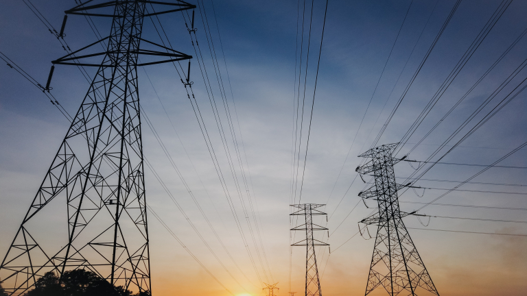 Energy poles and sunset