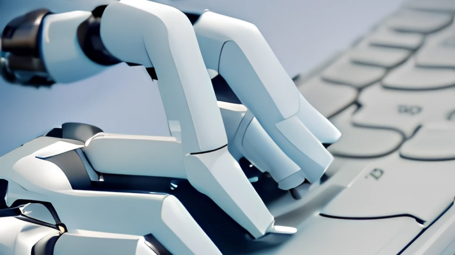 artificial intelligence typing on a keyboard