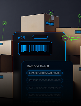 Smartphone showing a successful barcode batch scanning of packages