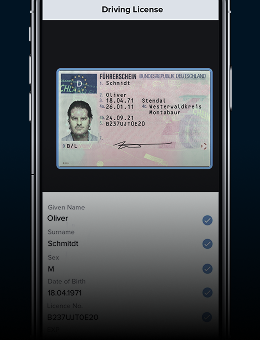 A smartphone showing a scanned German driver´s license