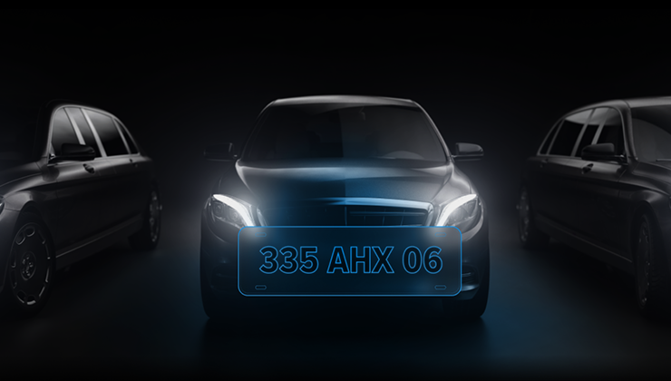 Car with highlighted license plate