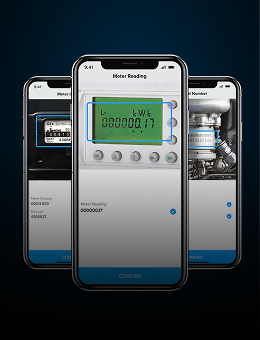 3 smartphones showing the Anyline meter scanner interface