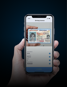 A smartphone showing an ID scanner interface