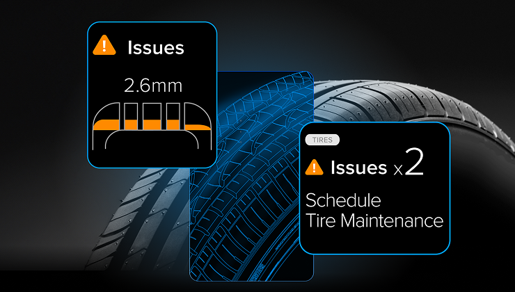 Results and alerts of a tire tread scan
