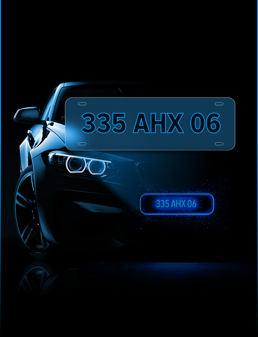 Car with highlighted license plate