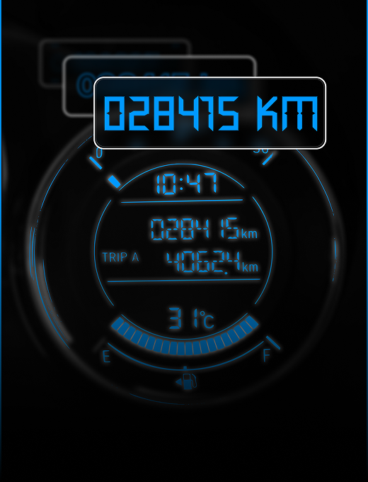 Odometer with readings highlighted